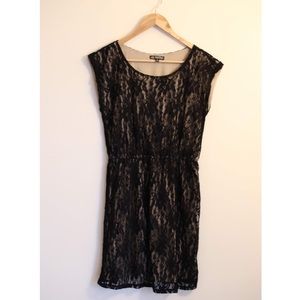 Lacey, black & tan dress